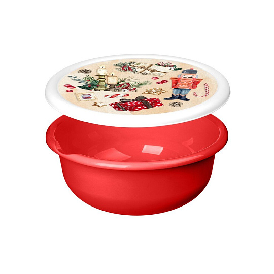 Миска пластик, 1.2 л, с крышкой, с декором, Modena, Игрушки, Homver, 223138206/03, красная
