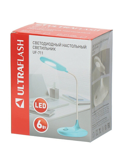 Светильник настольный 6 Вт, белый, Ultraflash, UF-711 C01, 13779