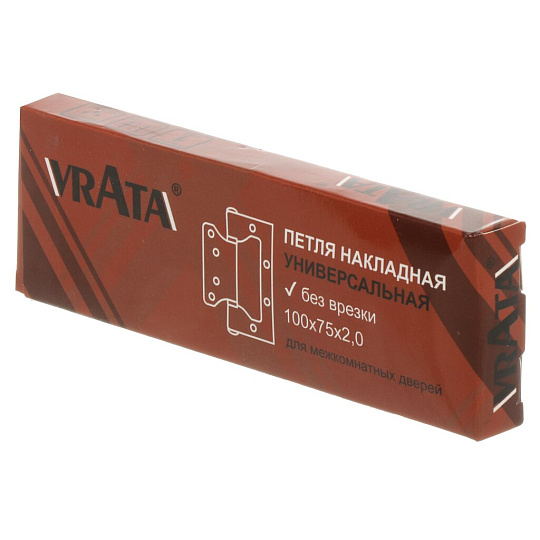 Петля накладная универсальная, Vrata, 100x75x2 мм, 208321, без врезки, золото