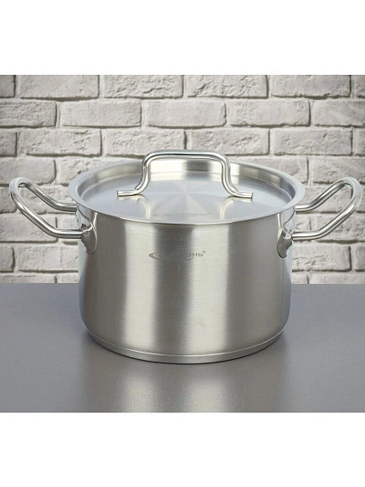 Кастрюля нержавеющая сталь, 3 л, крышка нержавеющая сталь, Катунь, Общепит, КТ-ОБ-03, металлик