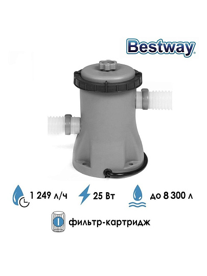 Фильтр-насос для бассейна 1249 л/ч, подходит картридж 58093, Bestway, 58381BW