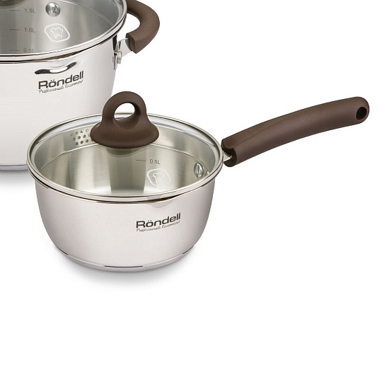 Набор посуды из нержавеющей стали Rondell Aristokrat RDS-919 (кастрюля 3.2+5.7 л ковшик 1.3 л), 3 предмета