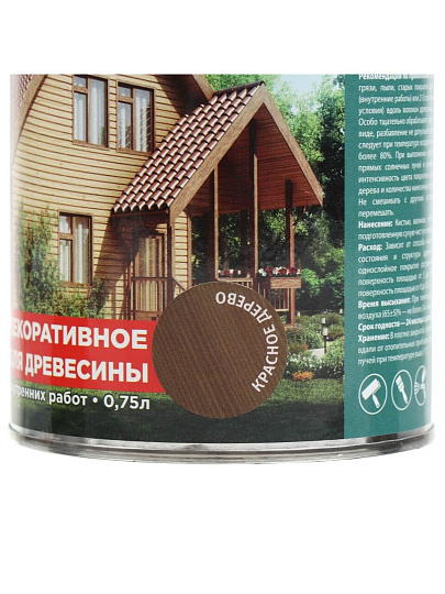 Защитно-декоративное покрытие Русские узоры, для дерева, красное дерево, 0.75 л