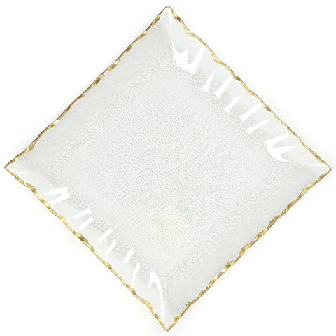 Тарелка обеденная, стекло, 30х30 см, квадратная, Золотая кайма, Y4-5019