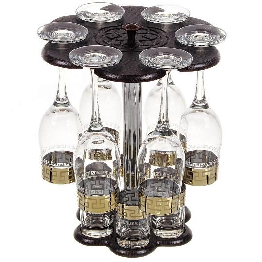 Набор для спиртного 12 предметов, стекло, бокал для шампанского 190 мл 6 шт, стопка 50 мл 6 шт, с баром, Гиггласс, Нэро, GN44160+1022