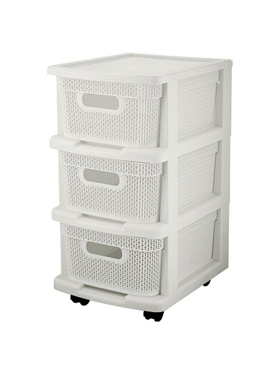 Комод 3 ящика, Ajur, 30х37х56.3 см, белое облако, плетеный, KL379522048, Keeplex