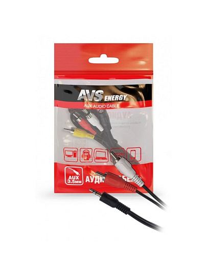 Кабель с разъемом, AVS, RCA-61, 3.5 Jack - 2RCA, 1 м, черный, A78885S
