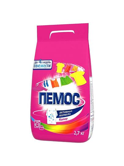 Стиральный порошок Пемос, 2.7 кг, автомат, для цветного белья, Color
