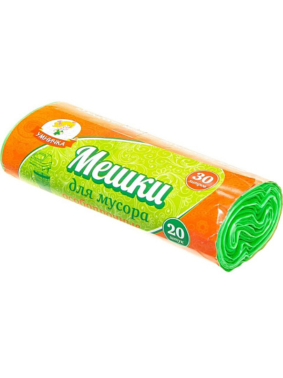 Пакеты для мусора 30 л, 20 шт, 8 мкм, особопрочные, Умничка, MPU2032