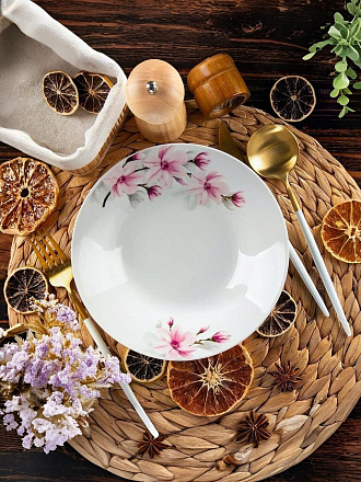 Тарелка суповая, керамика, 20 см, круглая, Нежность, Daniks, 19-220