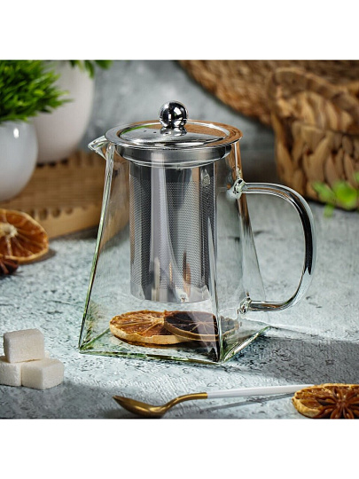 Чайник заварочный стекло, 0.75 л, с ситечком, Daniks