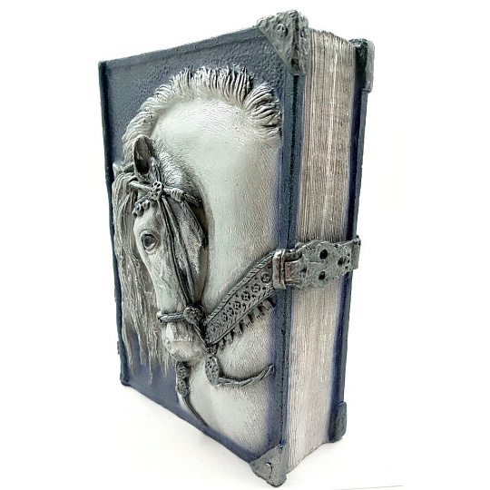 Копилка Символ Года Книга Конь, 21 см, гипс, G040-21-108K, серебряная