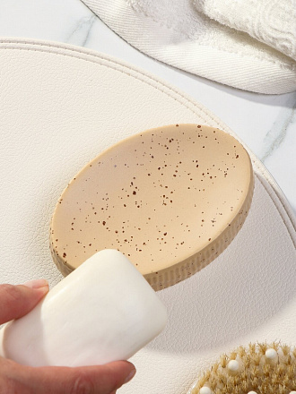 Мыльница настольная, керамика, 12.5х8.5х2.8 см, бежевый с вкраплением, Y4-9838