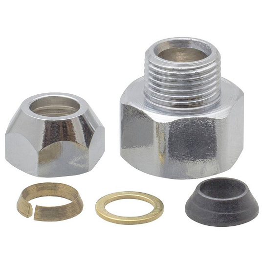 Переходник 3/8"х1/2", ш-г, латунь, с цангой, индивидуальная упаковка, MasterProf