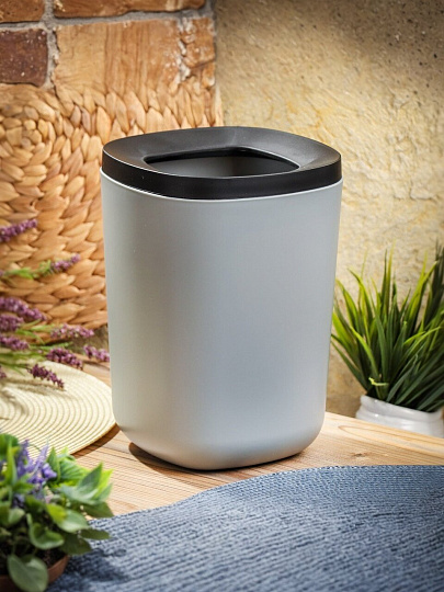 Ведро для мусора пластик, 6 л, квадратное, серое, Y6-10730