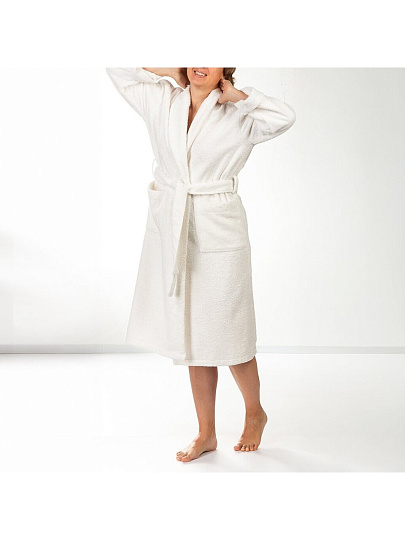 Халат женский, махровый, 100% хлопок, молочный, XL-XXL, 52-54, Silvano