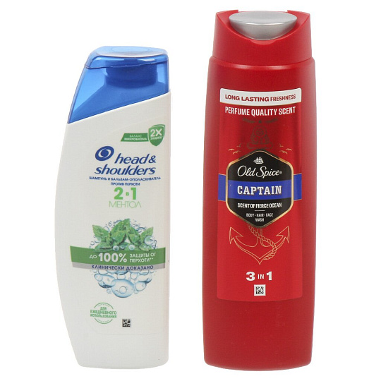 Набор подарочный для мужчин, Head & Shoulders, Ментол 2в1, шампунь 200 мл + гель для душа Capitan 250 мл