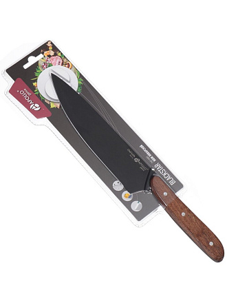 Нож кухонный Apollo, BlackStar, шеф-нож, нержавеющая сталь, 19 см, рукоятка дерево, BLS-01