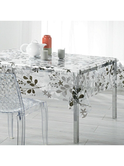 Клеенка Silvano, 1.4х20 м, ПВХ, прозрачная, веточки, RFT-677E