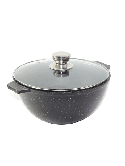 Казан алюминий, антипригарное покрытие, 4 л, Granit Perfection black, с крышкой, Алтей, 04-0450-310