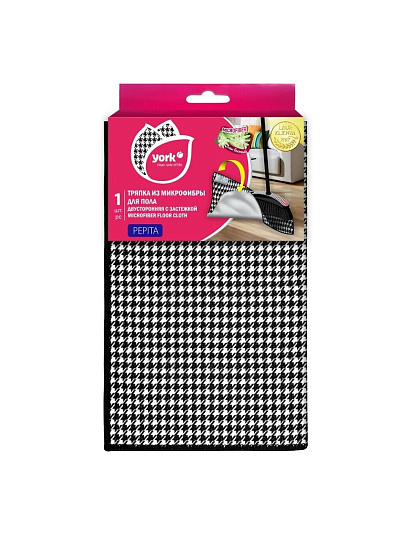 Салфетка бытовая для пола микрофибра, с застежкой, двусторонняя, York, 026370