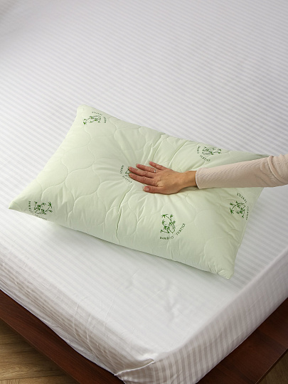 Подушка 50 х 70 см, лебяжий искусственный пух, Бамбук, тик, 100% хлопок, на молнии, Silvano, ПБ-57ЛП