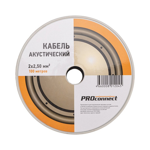 Провод акустический, 2х2.50 мм², 100 м, красн-черн., PROconnect, 01-6108-6
