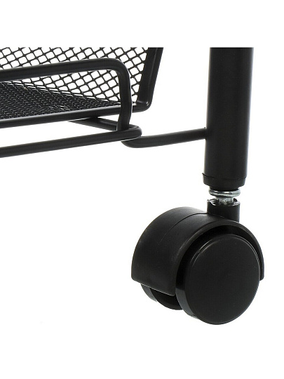 Этажерка универсальная, сталь, 3 секции, 44х17х70.5 см, на колесах, с мелкосетчатыми корзинами, черная, LD01-748-7