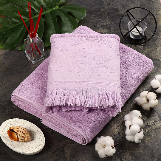 Полотенце банное 50х90 см, 100% хлопок, 562 г/м2, Gul Jacquard, Anilsan, лиловое, Турция, 30655090