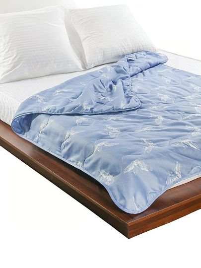 Одеяло 1.5-спальное, 140х205 см, Лебяжий пух, волокно полиэфирное, 100 г/м2, облегченное, чехол 100% полиэстер, Майская ночь, синее