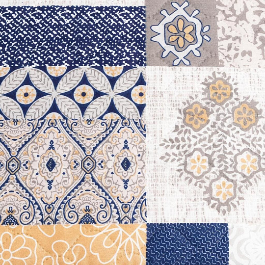 Покрывало евро, 220х200 см, микрофибра, двухстороннее, Marianna, Элегант, бежево-синее, 433-ПК-ЭЛГ-200-220