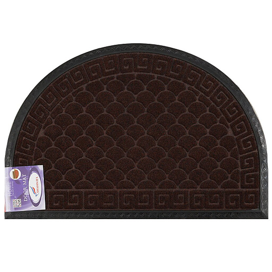 Коврик грязезащитный резиновый с ковролином Shahintex Бордовый полукруг МХ10S, 60х40 см