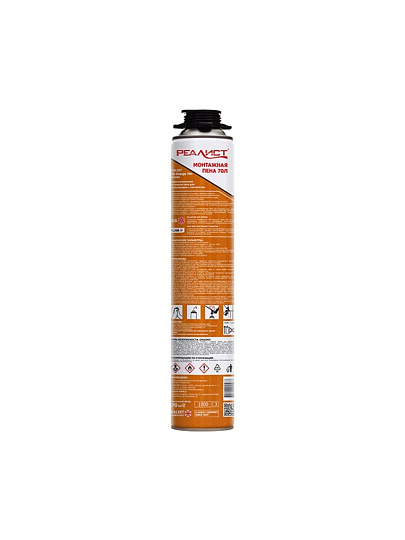 Пена монтажная Realist, PRO Orange, профессиональная, 70 л, зимняя, 4602009041068