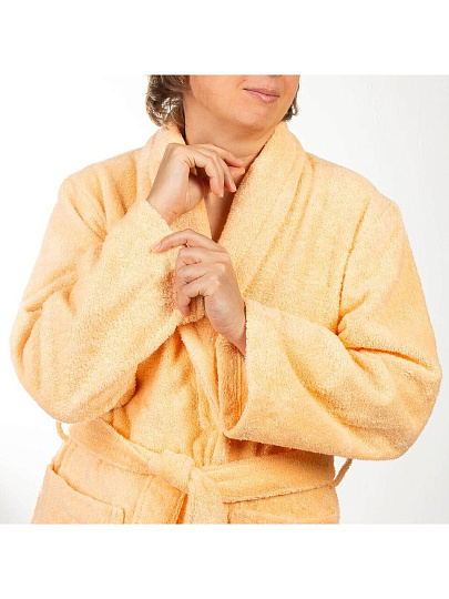 Халат женский, махровый, 100% хлопок, персиковый, L-XL, 48-50, Silvano