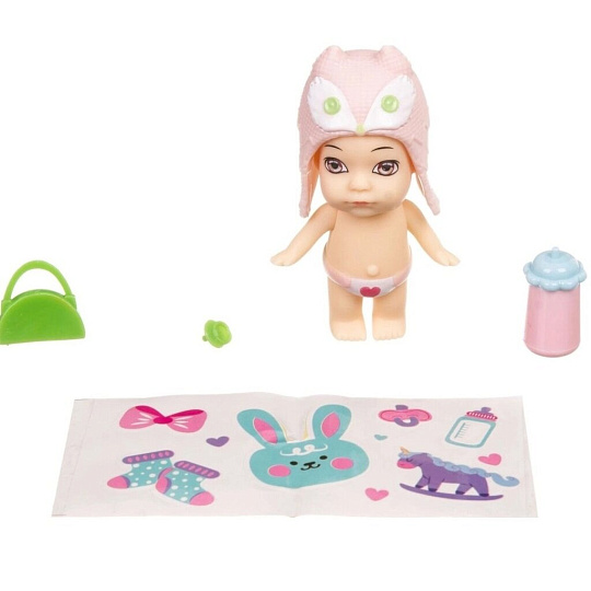 Куколка Bondibon, Oly в шапочке-ушанке, 10х10х10 см, с животным и аксессуарами в шаре, ВВ3889