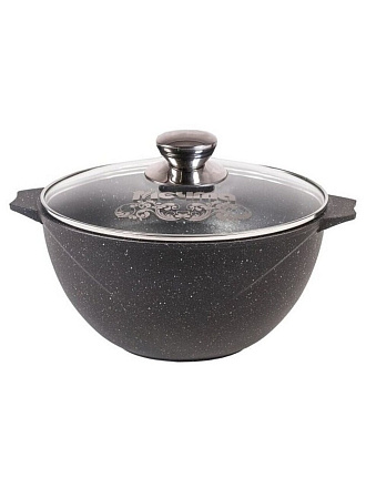 Казан алюминий, антипригарное покрытие, 6 л, Гранит black, с крышкой, Мечта, 56802