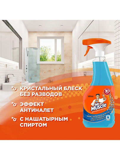 Средство для стекол Мистер Мускул, 500 мл, с курком, со спиртом, 164745/659810