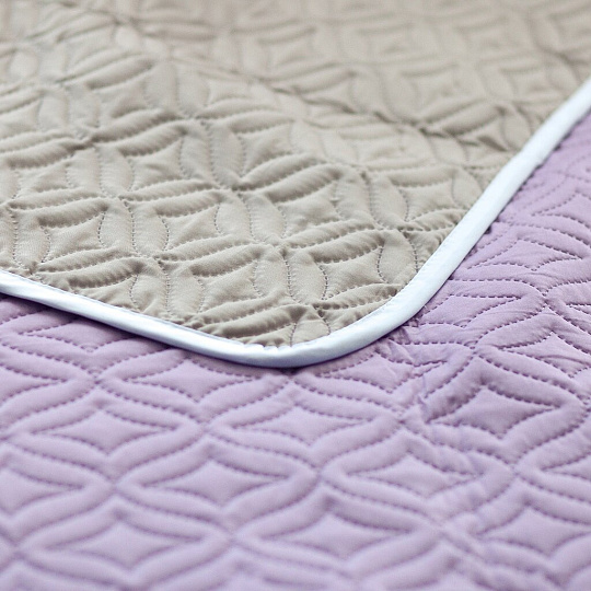 Покрывало евро, 220х200 см, полиэстер, стеганое, Mona Liza, Мелисса, лаванда-серо-бежевое, 509165/08