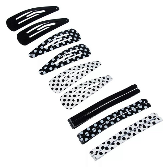 Набор зажимов для волос Beriotti, 5-6 см, 12 шт, металл, в ассортименте, 2 модели, 323-120