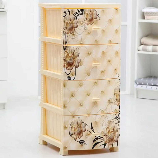 Комод 4 ящика, Барокко, 38х48х93 см, слоновая кость, РП-421