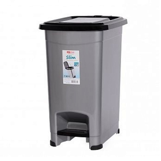 Контейнер для мусора пластик, 10 л, прямоугольный, педаль, в ассортименте, Эльфпласт, Slim, 557 ЭП