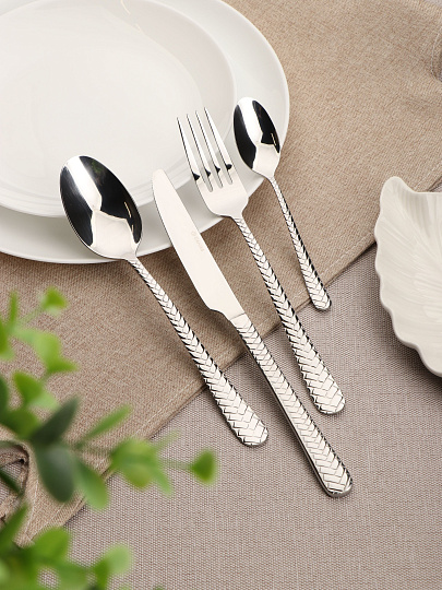 Вилка нержавеющая сталь, 3 предмета, столовая, Daniks, Plait