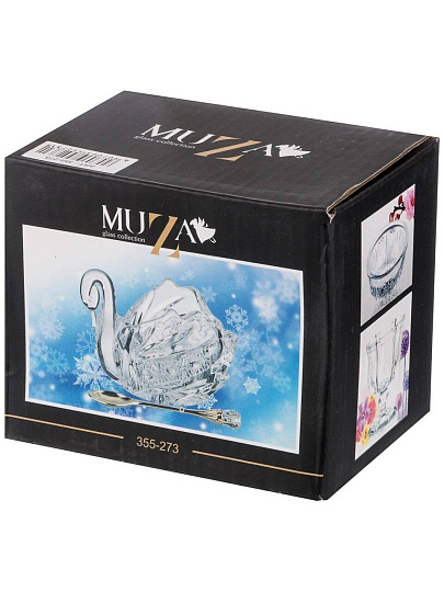 Икорница стекло, Lefard, Muza Crystal Лебедь, 11х7х8.5 см, с ложкой, 355-273