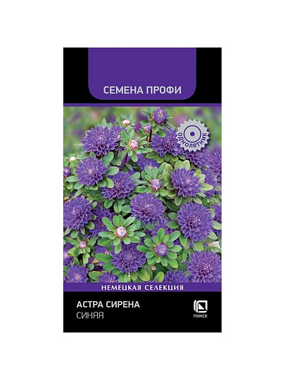 Семена Цветы, Астра, Сирена Синяя, 0.05 г, цветная упаковка, Поиск