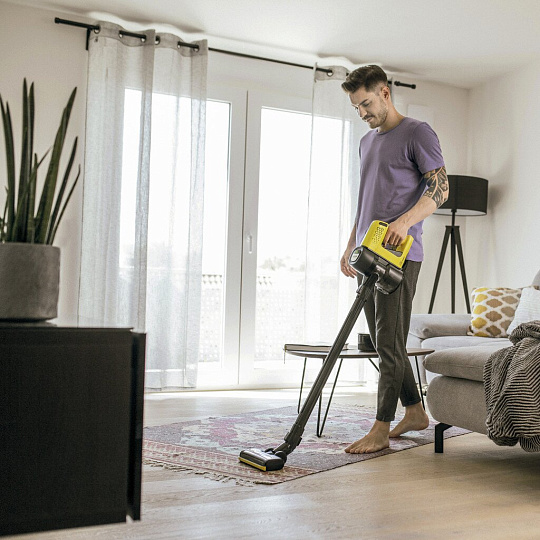 Пылесос аккумуляторный, вертикальный, Karcher, VC 4, Cordless myHome, 21.6 Вт, с контейнером, 0.8 л, 2.5 А.ч, сухая уборка, 21,6 В, 1.198-620.0
