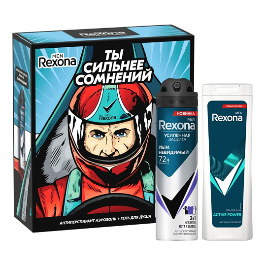 Набор подарочный для мужчин, Rexona, Men, дезодорант спрей 150+гель для душа 180 мл