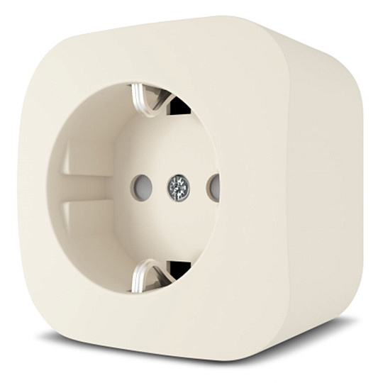 Розетка открытой установки, 1 гнездо, с заземлением, кремовая, Quel, Flos, 4202-0100-00202