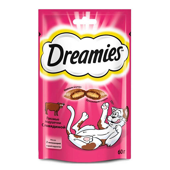 Корм для животных Dreamies, 60 г, для кошек, лакомство, говядина, 52353