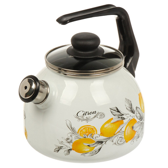 Чайник сталь, эмал, 3 л, свист, Appetite, Citron, индукц, 4с209я