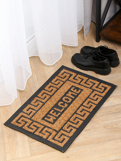 Коврик придверный, 40х60 см, прямоугольный, кокосовое волокно, Welcome, Sunstep, 32-085